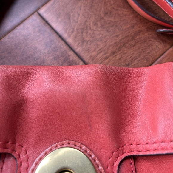 Coach Peyton Coral Leather Satchel with Brass Hardware. - Picture 3 of 13